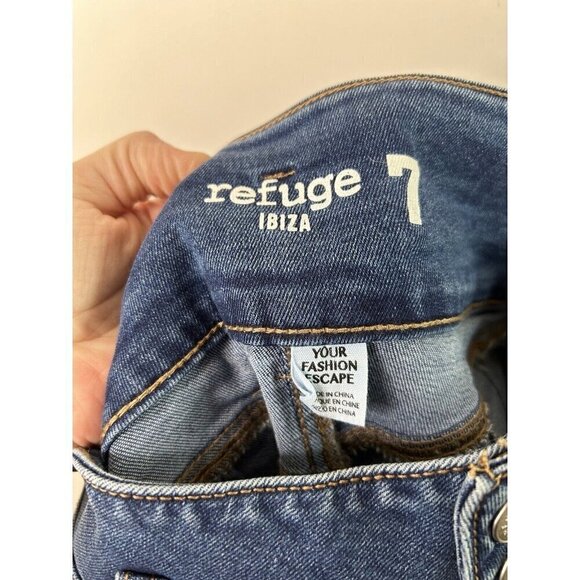 Refuge Ibiza Jeans Womens Dark Denim High Rise Stacked Waist Push Up Size 7 NWT - Picture 11 of 12